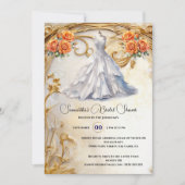 Orangefarbene Rose mit Brautkleid, luxuriöse Blume Einladung (Vorderseite)