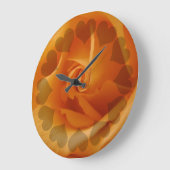 Orangefarbene Rose mit Herz Große Wanduhr (Winkel)