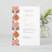 Orangefarbene Rose Moderne Fall White Wedding Einladung (Stehend Vorderseite)