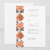 Orangefarbene Rose Moderne Fall White Wedding Einladung (Vorne/Hinten)