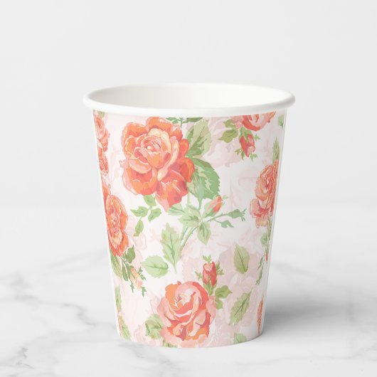 Orangefarbene Rose Pappbecher (Rückseite)