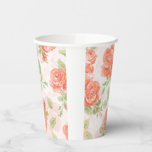 Orangefarbene Rose Pappbecher (Links)