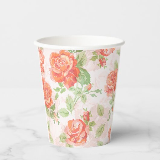 Orangefarbene Rose Pappbecher (Vorderseite)