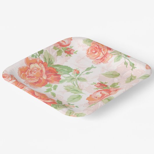 Orangefarbene Rose Pappteller (Gewinkelt)