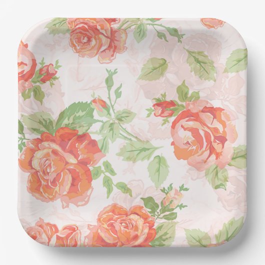 Orangefarbene Rose Pappteller (Vorderseite)