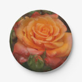 Orangefarbene Rose Pappteller (Vorderseite)