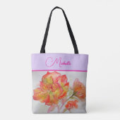 Orangefarbene Rose Rose Aquarellmalerei Tote Beute Tasche (Rückseite)