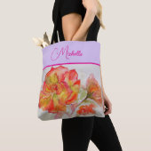 Orangefarbene Rose Rose Aquarellmalerei Tote Beute Tasche (Von Nahem)