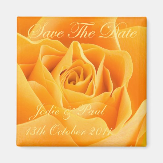 Orangefarbene Rose - Save the Date - Hochzeit - Ve Magnet (Vorne)