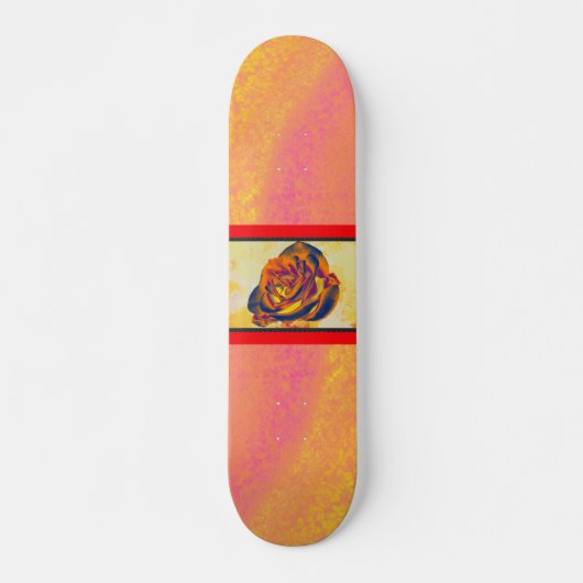 Orangefarbene Rose Skateboard (Vorne)