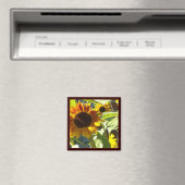 Orangefarbene Rose Sonnenblumen Magnet (In Situ (Geschirrspüler))