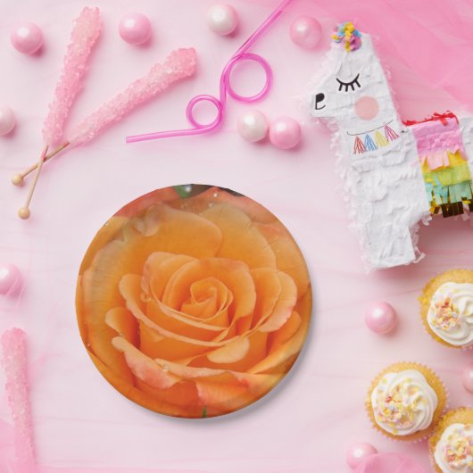 Orangefarbene Rose Teller (Party)