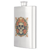 Orangefarbene Rose und Cranium Flachmann (Links)