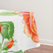 Orangefarbene Rose und Weißdruck Tischdecke (Beispiel)