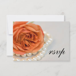 Orangefarbene Rose und weiße Perlen Hochzeitskarte RSVP Karte
