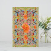 Orangefarbene Rose Viktorianisches Scrapbook Briefpapier (Stehend Vorderseite)