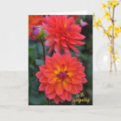 Orangefarbene, rote, gelbe Dahlische Blume mit Bei Karte (Gelbe Blume)