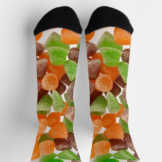 Orangefarbene rote Kaugummi mit Zucker bestreut Socken (Oben)