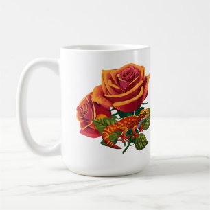 Orangefarbene rote Rose mit Chamäleon  Kaffeetasse