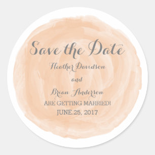 Orangefarbene, runde Aquarellfarben Save the Date  Runder Aufkleber