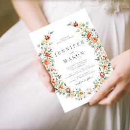 Orangefarbene rustikale Hochzeit Einladung