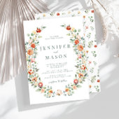 Orangefarbene rustikale Hochzeit Einladung