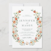 Orangefarbene rustikale Hochzeit Einladung (Vorderseite)