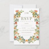 Orangefarbene, rustikale Hochzeitskarten RSVP (Vorderseite)