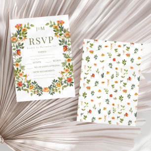 Orangefarbene, rustikale Hochzeitskarten RSVP Karte