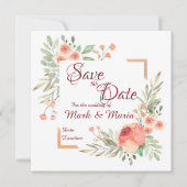 Orangefarbene Save the Date Einladung (Vorderseite)