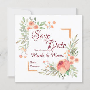 Orangefarbene Save the Date Einladung