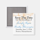Orangefarbene Save the Date Hochzeitsmagnete-Favor Magnet (Vorderseite/Rückseite)