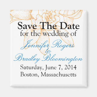 Orangefarbene Save the Date Hochzeitsmagnete-Favor Magnet