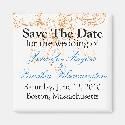 Orangefarbene Save the Date Hochzeitsmagnete-Favor Magnet (Vorne)