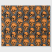 Orangefarbene Schädel und Sonnenblumen, Design 3 Geschenkpapier (Flach)