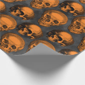 Orangefarbene Schädel und Sonnenblumen, Design 3 Geschenkpapier (Ecke)