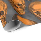 Orangefarbene Schädel und Sonnenblumen, Design 3 Geschenkpapier (Rolleneckpunkt)