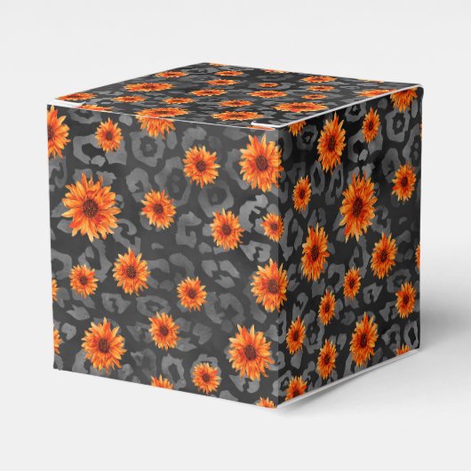 Orangefarbene Schädel und Sonnenblumen, Design 4 Geschenkschachtel (Vorderseite)