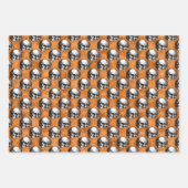 Orangefarbene Schädel und Sonnenblumen, Design 6 Geschenkpapier Set (Vorderseite 3)