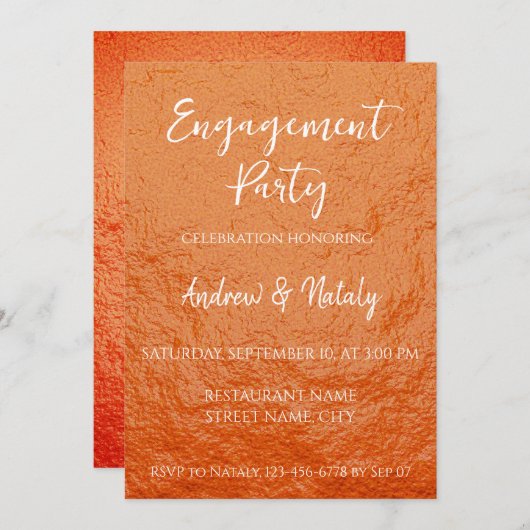 Orangefarbene Schale Einladung (Vorne/Hinten)