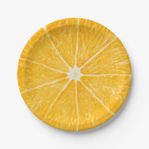Orangefarbene Scheibe Pappteller