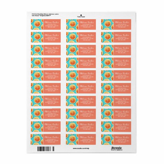 Orangefarbene Scheiben auf blau (Vorne)