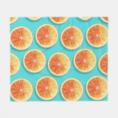 Orangefarbene Scheiben auf blau Fleecedecke (Vorderseite (Horizontal))