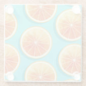 Orangefarbene Scheiben auf blau Glasuntersetzer (Rückseite)