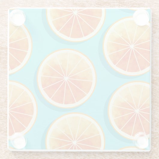 Orangefarbene Scheiben auf blau Glasuntersetzer (Rückseite)