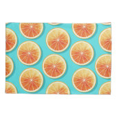 Orangefarbene Scheiben auf blau Kissenbezug (Rückseite)