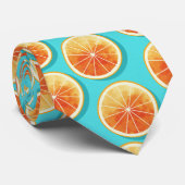 Orangefarbene Scheiben auf blau Krawatte (Gerollt)