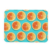 Orangefarbene Scheiben auf blau Magnet (Horizontal)