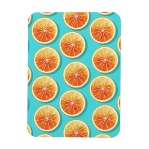Orangefarbene Scheiben auf blau Magnet