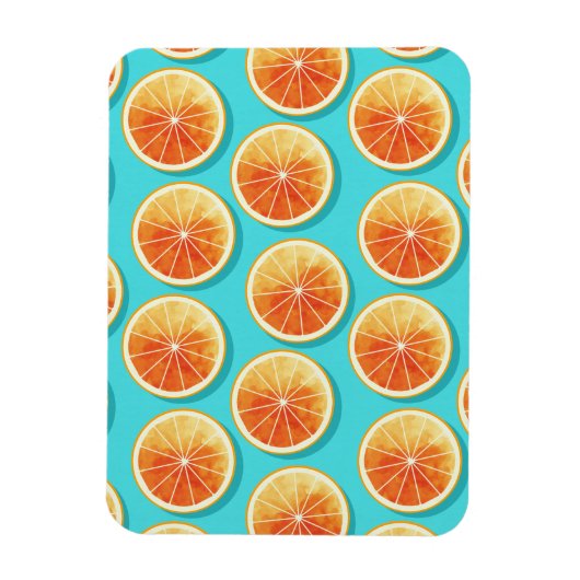 Orangefarbene Scheiben auf blau Magnet (Vertikal)